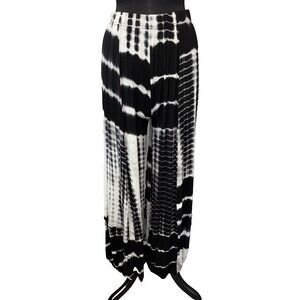NEW Shana Pull On Tie Dye Wide Leg Harem Pant Size Small Black White Boho Hippie